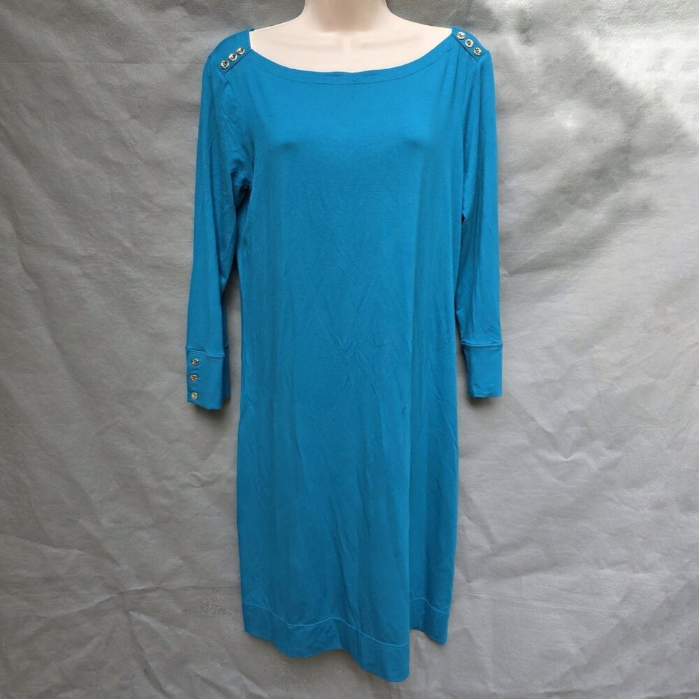 Lilly Pulitzer Teal Blue Sophie UPF 50 Dress- Size Medium 3/4 Sleeves Stretchy